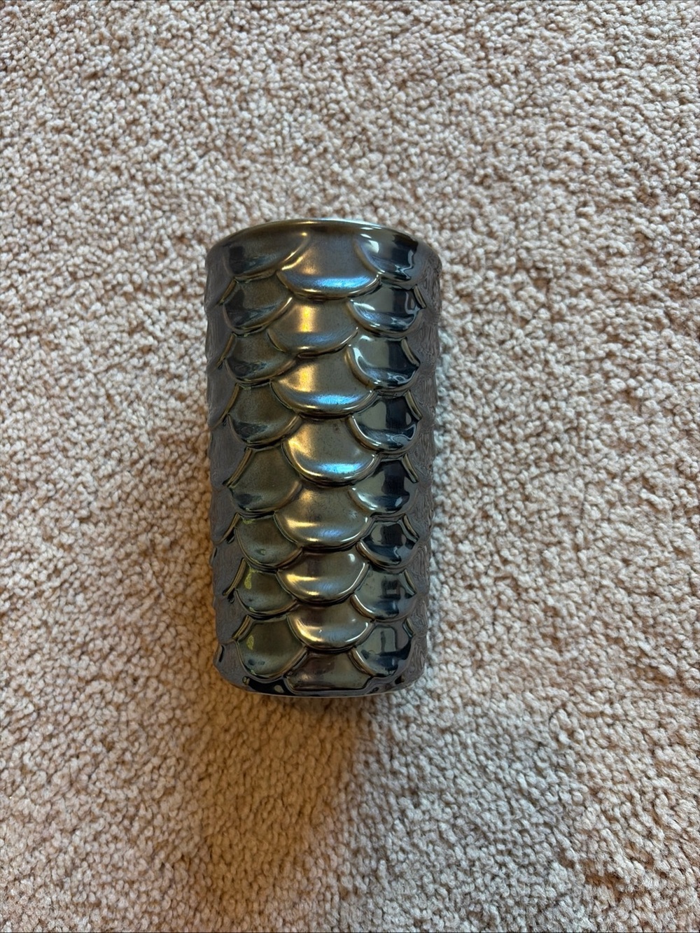 Starbucks Metallic Ceramic Mermaid Fish Scale Travel Tumbler w/ Lid 10 oz